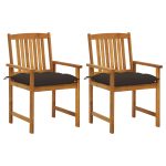 Garden Chairs with Cushions 2 pcs Solid Acacia Wood