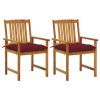 Garden Chairs with Cushions 2 pcs Solid Acacia Wood