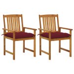 Garden Chairs with Cushions 2 pcs Solid Acacia Wood