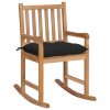 Rocking Chair with Black Cushion Solid Teak Wood