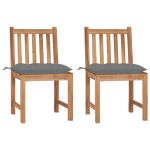 Garden Chairs 2 pcs with Cushions Solid Teak Wood