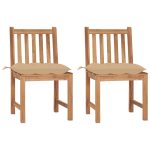 Garden Chairs 2 pcs with Cushions Solid Teak Wood