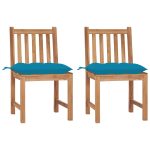 Garden Chairs 2 pcs with Cushions Solid Teak Wood