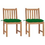 Garden Chairs 2 pcs with Cushions Solid Teak Wood