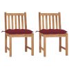 Garden Chairs 2 pcs with Cushions Solid Teak Wood
