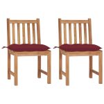 Garden Chairs 2 pcs with Cushions Solid Teak Wood