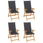 Garden Chairs 4 pcs with Anthracite Cushions Solid Teak Wood