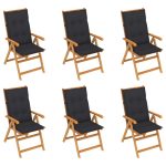 Garden Chairs 6 pcs with Anthracite Cushions Solid Teak Wood