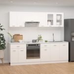 8 Piece Kitchen Cabinet Set White Engineered Wood