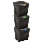 Stackable Dustbins 3 pcs Anthracite 75 L