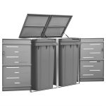 Double Wheelie Bin Shed 138×77.5×112.5 cm Stainless Steel