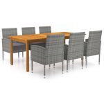 7 Piece Garden Dining Set Grey