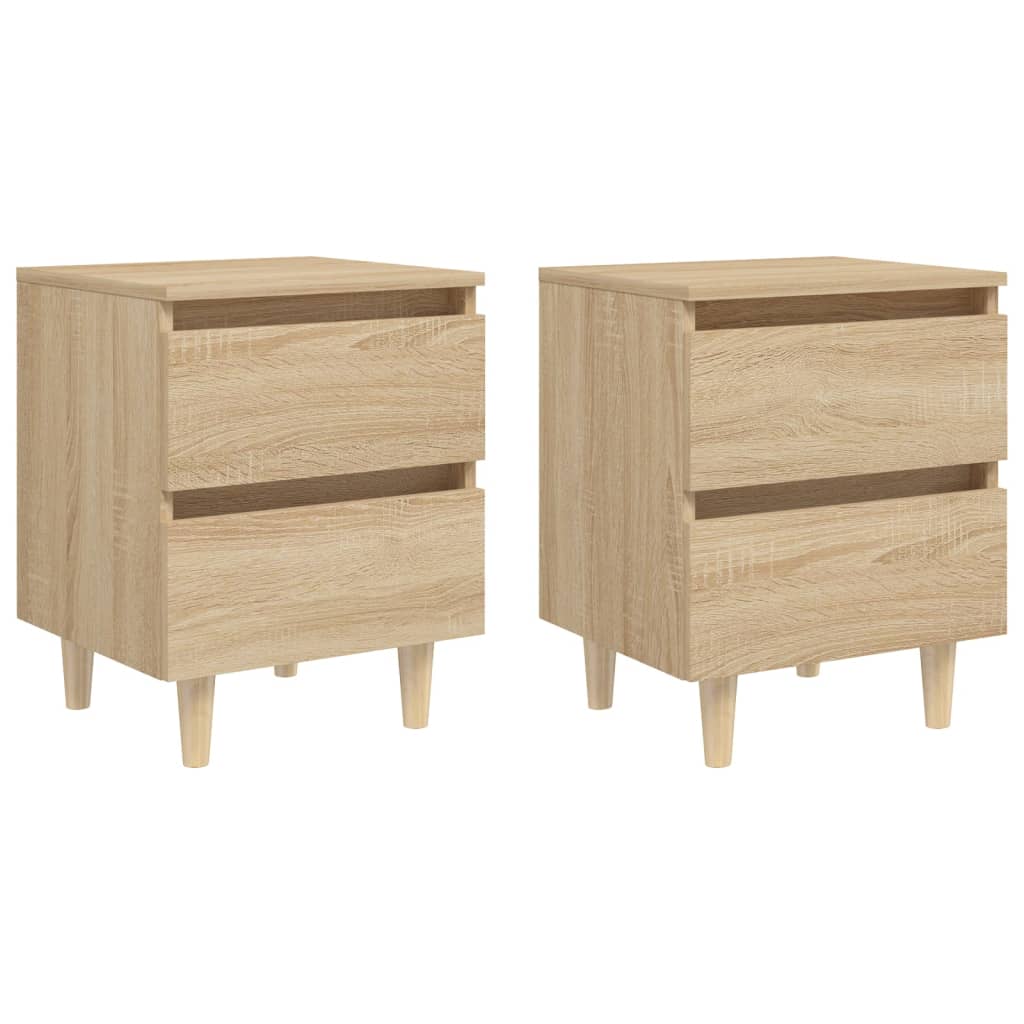 Bed Cabinets & Solid Pinewood Legs 2 pcs Sonoma Oak 40x35x50 cm