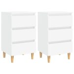 Bed Cabinets with Solid Wood Legs 2 pcs White 40x35x69 cm