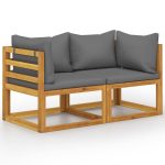 2-seater Garden Bench with Dark Grey Cushions