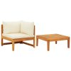 2 Piece Garden Lounge Set with Cream White Cushions Acacia Wood