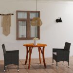 3 Piece Garden Dining Set Brown