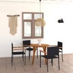 5 Piece Garden Dining Set Black