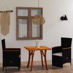 3 Piece Garden Dining Set Black