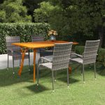 5 Piece Garden Dining Set Grey