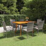 7 Piece Garden Dining Set Grey