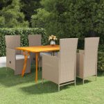 5 Piece Garden Dining Set Beige