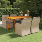 5 Piece Garden Dining Set Brown