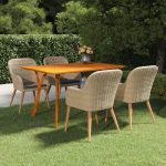 5 Piece Garden Dining Set Brown