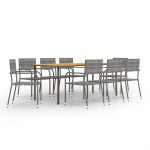 9 Piece Garden Dining Set Poly Rattan Anthracite