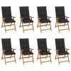 Reclining Garden Chairs with Cushions 8 pcs Solid Teak Wood