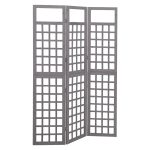 3-Panel Room Divider/Trellis Solid Fir Wood Grey 121×180 cm