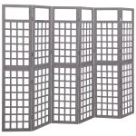 6-Panel Room Divider/Trellis Solid Fir Wood Grey 242.5×180 cm