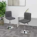 Swivel Dining Chairs 2 pcs Dark Grey Fabric