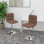 Swivel Dining Chairs 2 pcs Brown Fabric