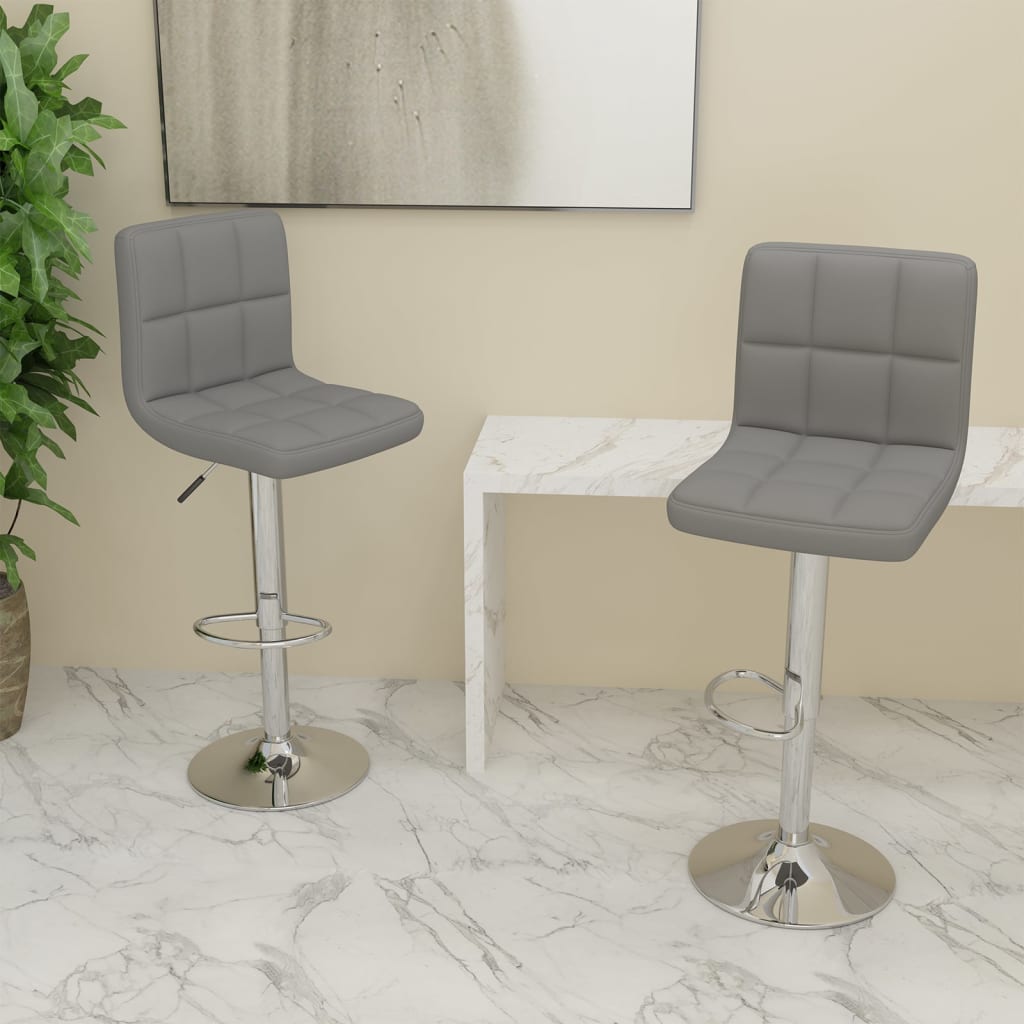 Bar Stools 2 pcs Light Grey Fabric