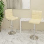 Bar Stools 2 pcs Cream Fabric