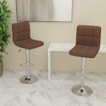 Bar Stools 2 pcs Brown Fabric