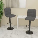Bar Stools 2 pcs Dark Grey Fabric