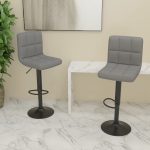 Bar Stools 2 pcs Light Grey Fabric