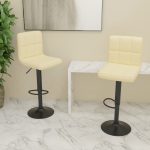 Bar Stools 2 pcs Cream Fabric