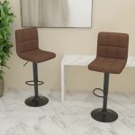 Bar Stools 2 pcs Brown Fabric