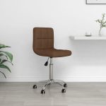 Swivel Office Chair Brown Fabric