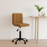 Swivel Office Chair Brown Velvet