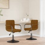 Swivel Dining Chairs 2 pcs Brown Velvet