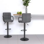 Bar Stools 2 pcs Light Grey Fabric