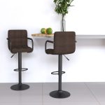 Bar Stools 2 pcs Brown Fabric