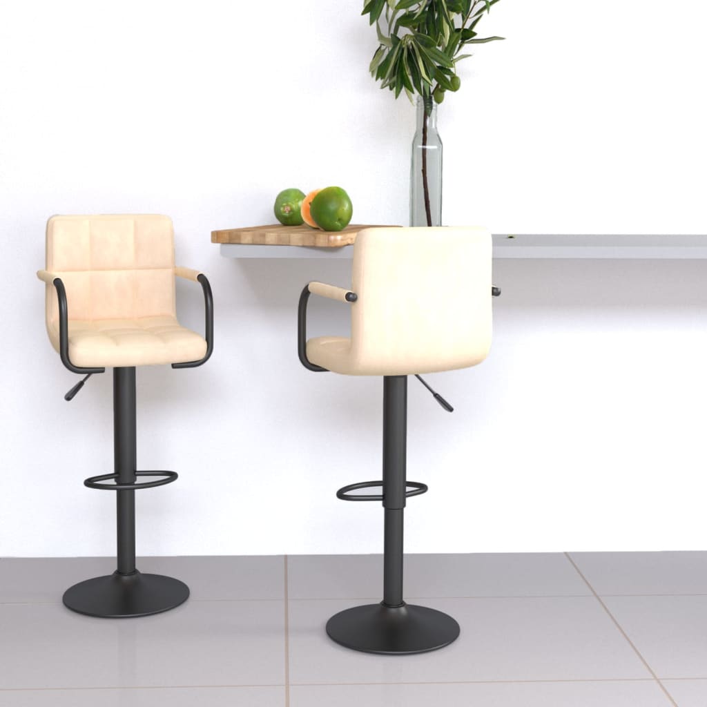 Bar Stools 2 pcs Cream Velvet