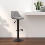 Bar Stool Light Grey Velvet