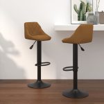 Bar Stools 2 pcs Brown Velvet