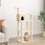 Cat Tree with Sisal Scratching Posts Cream 118.5 cm